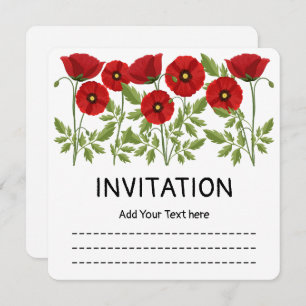 Invitación Flores veraniegas alegres con adormidera
