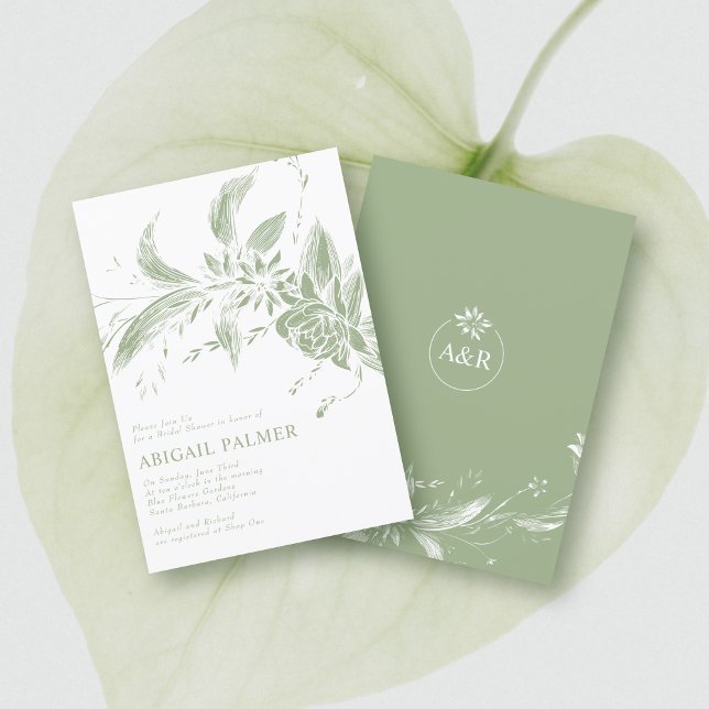 Invitación Flores verdes sabrosas boda ducha de novia (Subido por el creador)