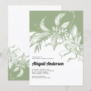 Invitación Flores verdes y blancas sabrosas boda ducha de nov