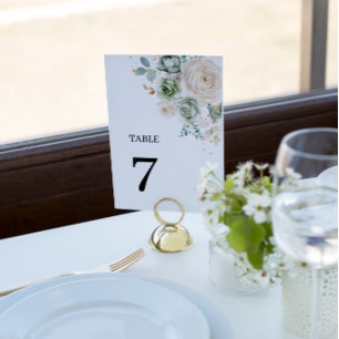 Invitación Flores verdes y blancas sabrosas Boda números de t