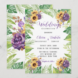 Invitación Flores verdes y flores moradas Boda Inv