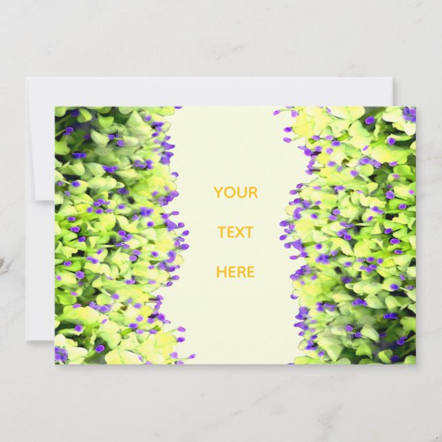 Invitación flores verdes y púrpuras (Anverso)