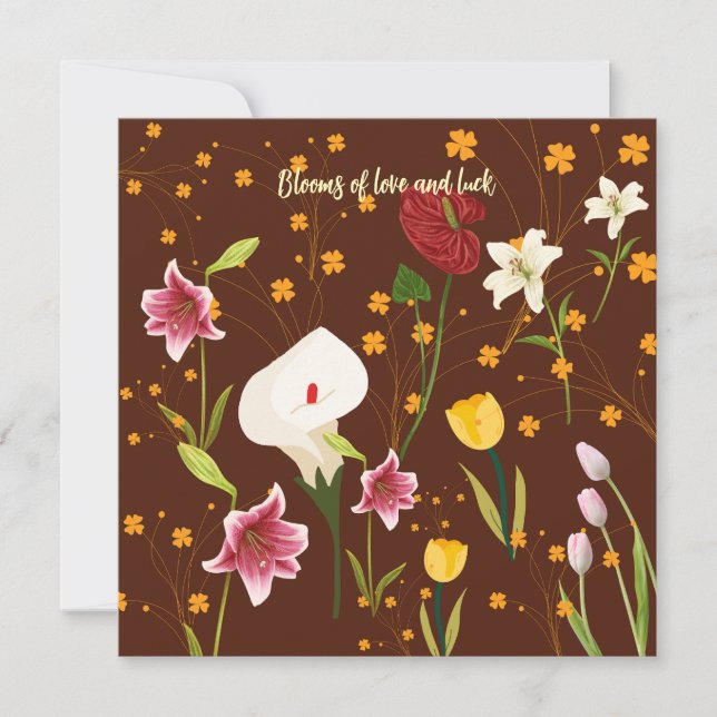 Invitación Flores vibrantes (Anverso)