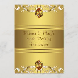 Invitación Flores Victorianas de Oro Aniversario 50 de Oro