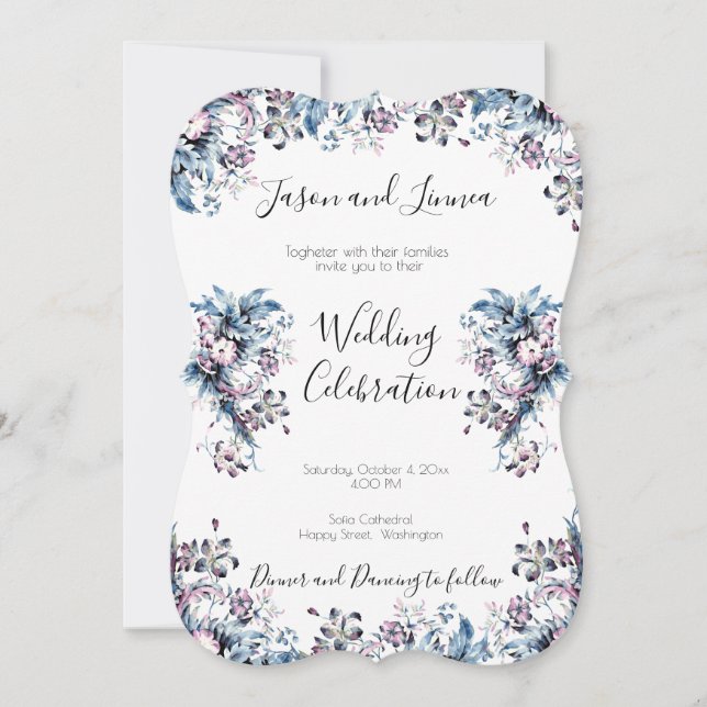 Invitación Flores victorianas elegantes de estilo Art Déco (Anverso)