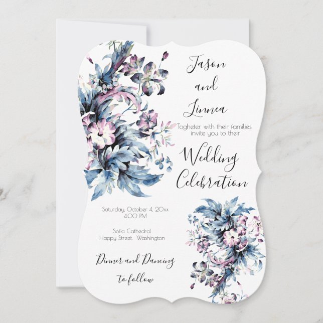 Invitación Flores victorianas elegantes románticas adoradas (Anverso)