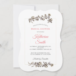 Invitación Flores Vintage clásicas Ducha Nupcial Rosa
