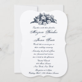 Invitación Flores Vintage Fancy Wedting Blue