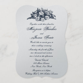 Invitación Flores Vintage Fancy Wedting Blue