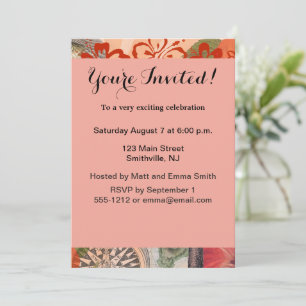 Invitación Flores Vintage Hula Coloridas Hawaianas Tropicales