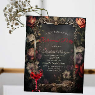Invitación Flores Vintage RosasCopo de vino gótico Jubilación