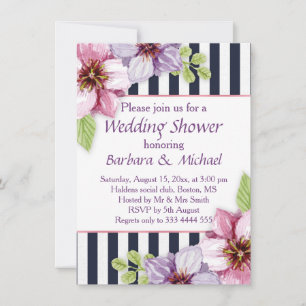 Invitación Flores violeta color agua violeta Wedding Shower