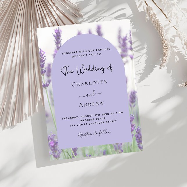 Invitación Flores violetas de lavanda arco boda de lujo (Subido por el creador)