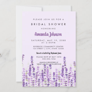Invitación Flores violetas de lavanda Luminosa Ducha de novia
