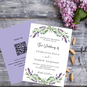 Invitación Flores violetas de Lavender código QR boda RSVP