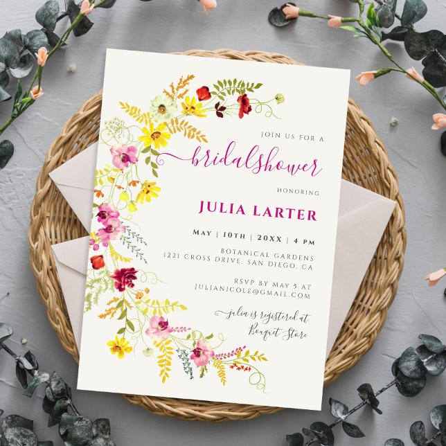 Invitación Flores violetas de orquídeas salvajes Wreath Brida (Subido por el creador)