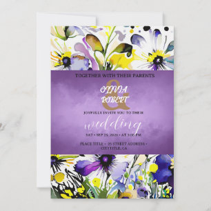 Invitación Flores violetas elegantes y alegres