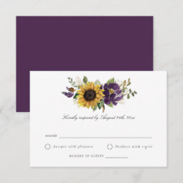 Invitación Flores violetas moradas girasoles boda RSVP