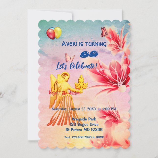 Invitación Flores Virgo (23 de agosto - 22 de septiembre) Cum (Anverso)