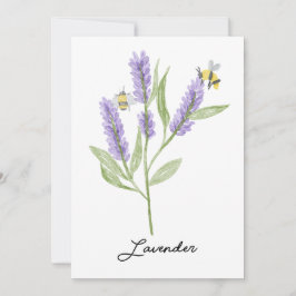 Invitación Flores Y Abejas De Lavanda Pintada A Mano