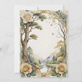 Invitación Flores y árboles de fantasía boda
