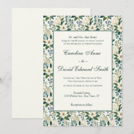 Invitación Flores y Bayas Blancas Modernas y Hermosas