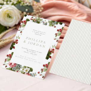 Invitación Flores y bayas botánicas vintage para la ducha de 