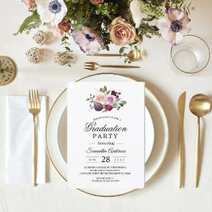 Invitación Flores y Berry de color de borgoña húmedo y rústic