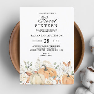 Invitación Flores y calabazas acuáticas de moda de otoño