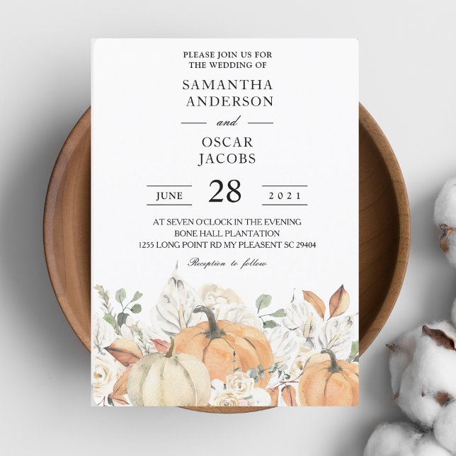 Invitación Flores y calabazas acuáticas de moda de otoño (Subido por el creador)