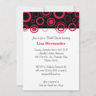 Invitación Flores y círculos rojos y negros