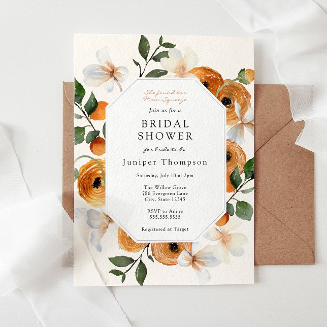 Invitación Flores y clementinas naranjas Ducha de novias (Subido por el creador)