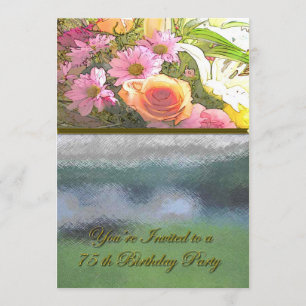 Invitación Flores y cumpleaños de la niebla 75.o