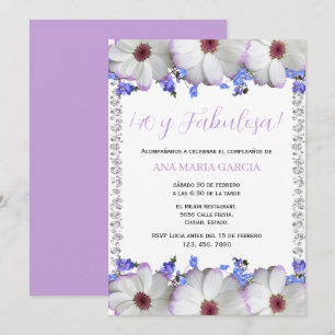 Invitación Flores y diamantes 40 cumpleaños español