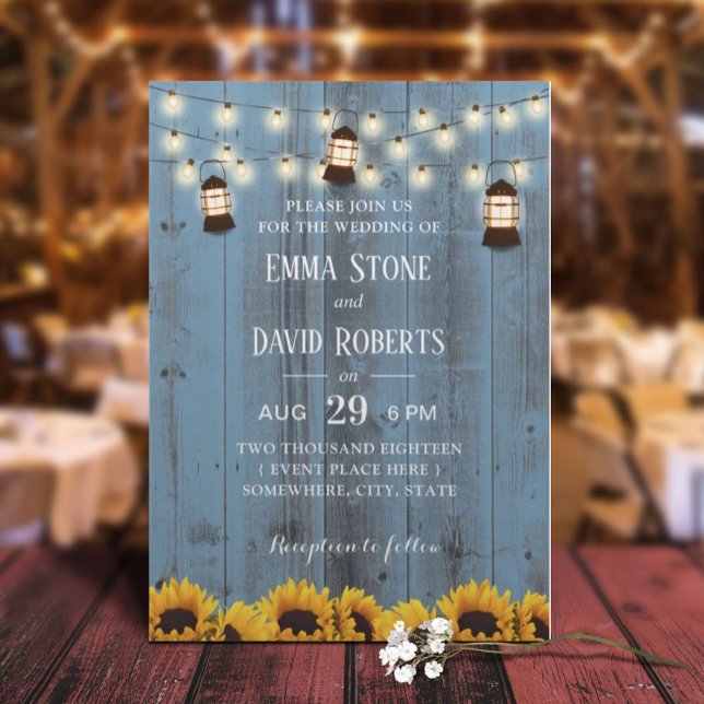 Invitación Flores y faroles ruidosos Bodas azules (Subido por el creador)