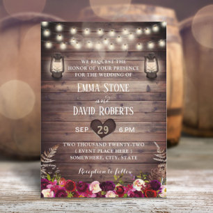 Invitación Flores y farolillos ruidosos caen bodas
