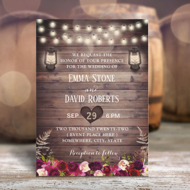 Invitación Flores y farolillos ruidosos caen bodas (Subido por el creador)