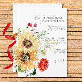Invitación Flores y girasoles de verano rústicos
