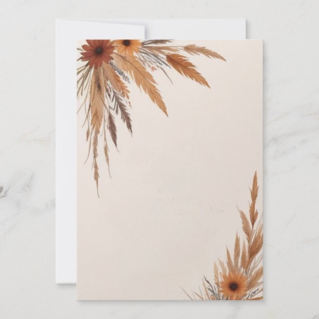 Invitación Flores y gramíneas en blanco (Anverso)