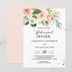 Invitación Flores y hojas de belleza color rosa moderno