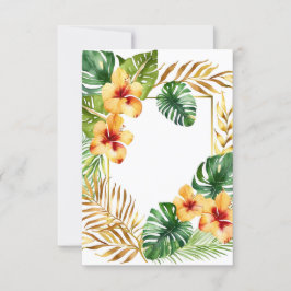 Invitación flores y hojas de marco tropicales bodas