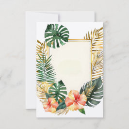 Invitación flores y hojas de marco tropicales bodas