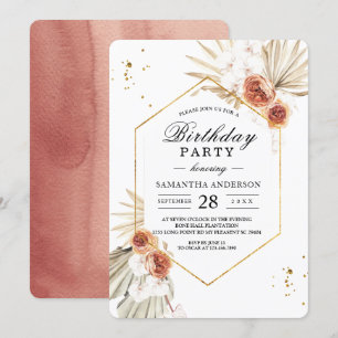 Invitación Flores y hojas de palma secas de terracota bohemia