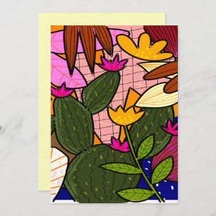 Invitación Flores y hojas tropicales abstractas