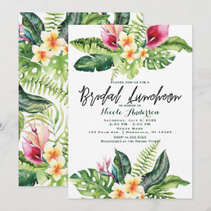 Invitación Flores y Hojas Tropicales Almuerzo Floral Bridal