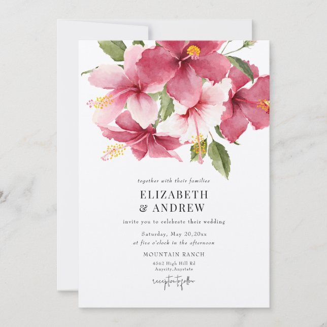 Invitación Flores y Hojas Tropicales | Boda de Flores de Vera (Anverso)