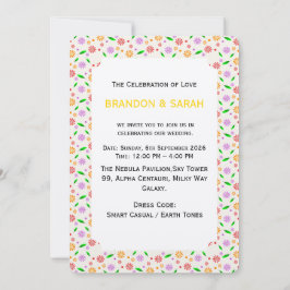 Invitación Flores y hojas vibrantes de primavera