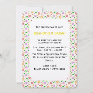 Invitación Flores y hojas vibrantes de primavera