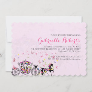 Invitación Flores y mariposas de caballos y de transporte bod