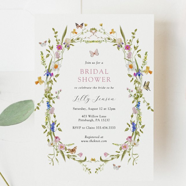 Invitación Flores y mariposas de flor de primavera con ducha  (Subido por el creador)